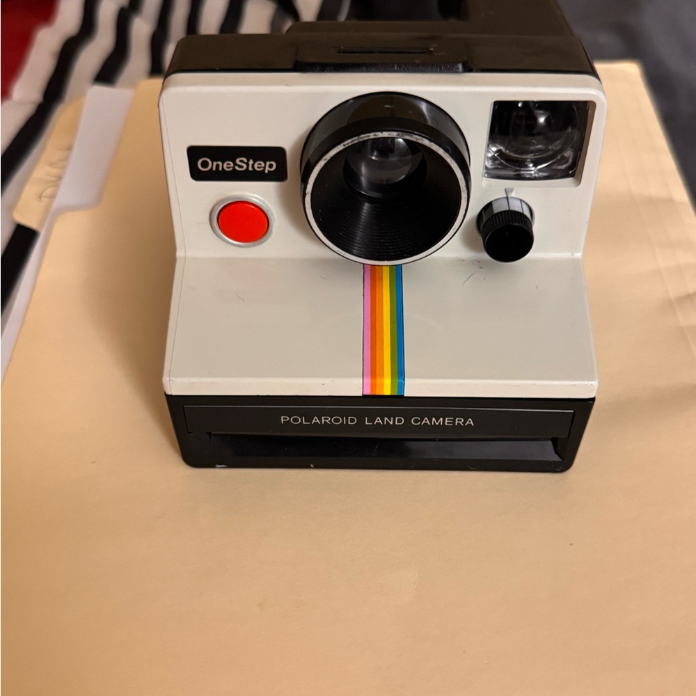 Polaroid OneStep Land Camera - Black, White, and Rainbow